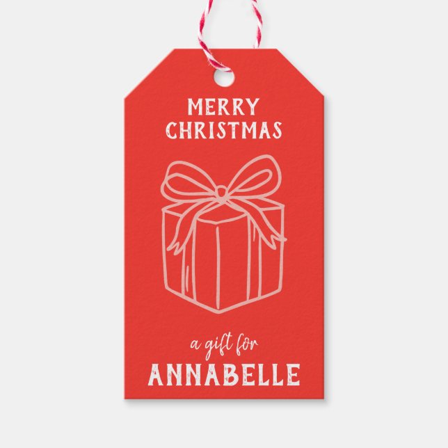 Etiqueta Para Presente Personalized Name Merry Christmas Present (Frente)