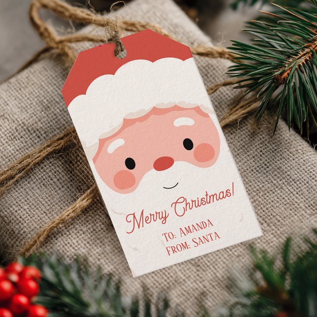 Etiqueta Para Presente Personalized Name Santa Christmas (Personalized Santa Christmas Gift Name Tag)