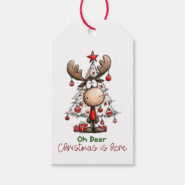 Etiqueta Para Presente Personalized Reindeer “Oh Deer Christmas Is Here”