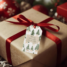 Etiqueta Para Presente Personalized Watercolor Christmas Tree