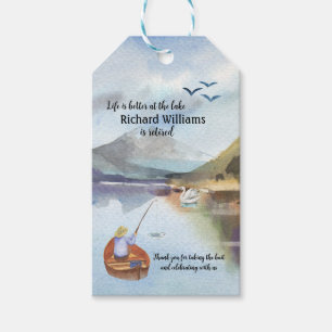 Etiqueta Para Presente Pesca de reforma na aquarela do lago