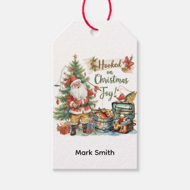 Etiqueta Para Presente Pescar Natal para amantes da pesca Praça (Frente)