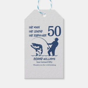 Etiqueta Para Presente Pescar o Roddad Peixe Grande 50º Aniversário