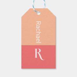 Etiqueta Para Presente Pêssego de Nome do Monograma Personalizado de Na m