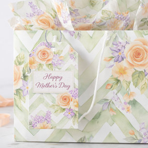 Etiqueta Para Presente Pêssego Floral Lavanda Salvia Feliz Dia das Mães