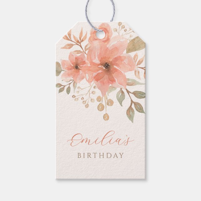 Etiqueta Para Presente Pessegueiro rosa floral (Frente)