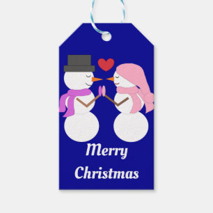 Etiqueta Para Presente Pessoas do Amor e Neve: Azul Escuro