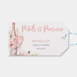 Etiqueta Para Presente Pétalas de Boho Cor-de-Rosa e Prosecco Floral