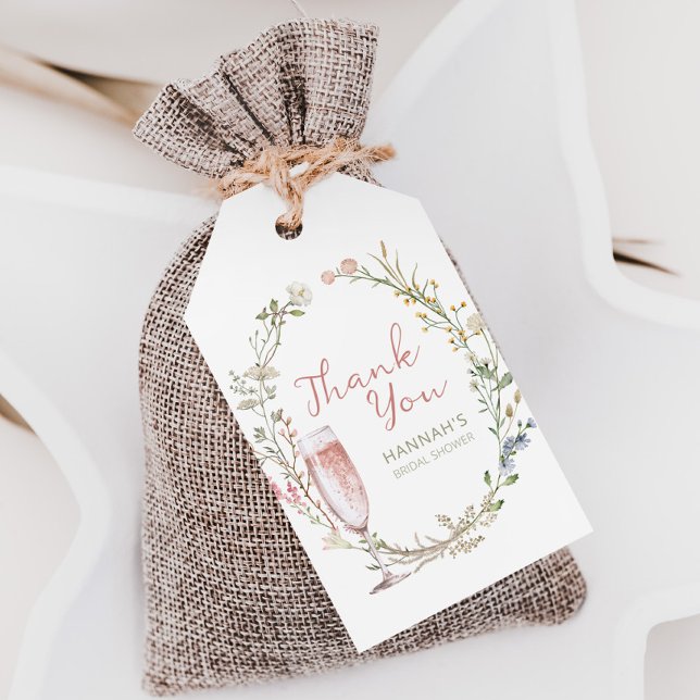 Etiqueta Para Presente Pétalas e Prosecco Festa de Noivado Obrigado (petals and prosecco bridal shower favor tags)