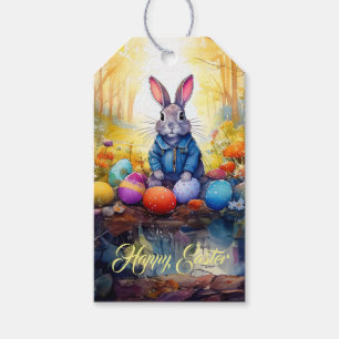 Etiqueta Para Presente Peter Easter Bunny com Ovos de Páscoa