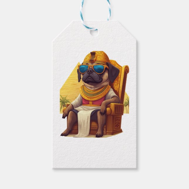 Etiqueta Para Presente Pharaoh Pug � Cão Antigo Egito (Frente)