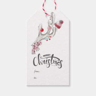 Etiqueta Para Presente Pia-branca de inverno Veados Natal