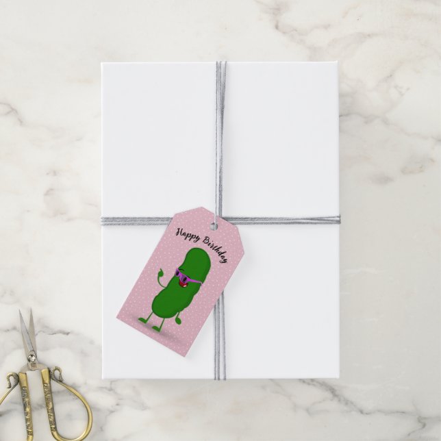 Etiqueta Para Presente Picles De Aniversário Com Óculos Rosa (Com cordão)