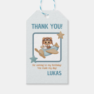 Etiqueta Para Presente Piloto do Partido Aviador Urso Azul Aniversário Ob