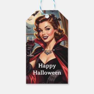 Etiqueta Para Presente Pin-up de Halloween Vampiro Vintage | Personalize