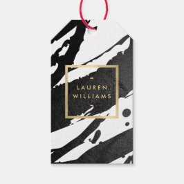 Etiqueta Para Presente Pincéis de Tinta Preta abstrato