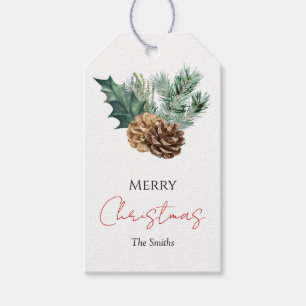 Etiqueta Para Presente Pincel aquarela de pinha e favor de Natal de sempr