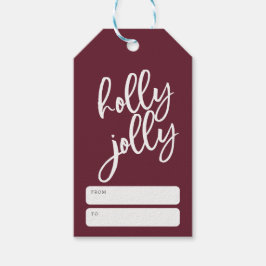 Etiqueta Para Presente Pincel de Natal Alegre Escrito em Vermelho Escuro