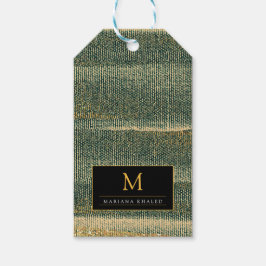 Etiqueta Para Presente Pincel Verde Elegante com ouro e preto