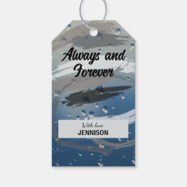 Etiqueta Para Presente Pincelada Preto, Branco e Cinza Sempre e Para Semp