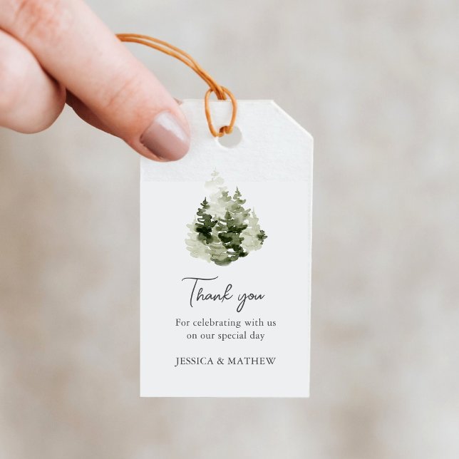 Etiqueta Para Presente Pine Forest Wedding Thank You (Criador carregado)