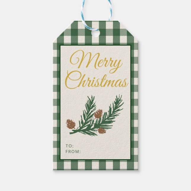 Etiqueta Para Presente Pine Needle Lane Natal - Verde Pinho Profundo (Frente)