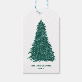 Etiqueta Para Presente Pine Tree Christmas | Férias de Inverno Evergreen
