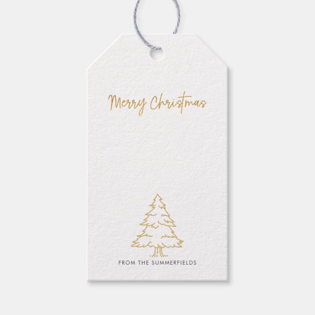 Etiqueta Para Presente Pine Tree Family Name Red Xadrez Rustic (Frente)