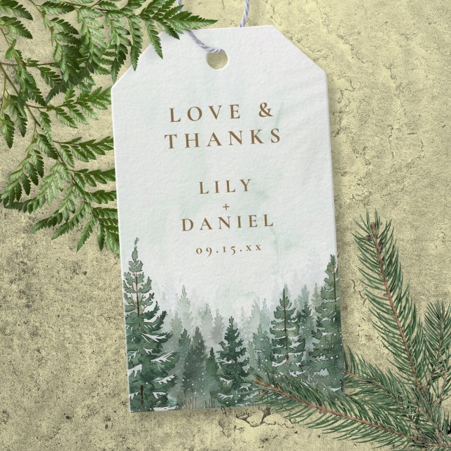 Etiqueta Para Presente Pine Trees Forest Woodland Wedding (Pine Trees Forest Woodland Wedding Gift Tags)