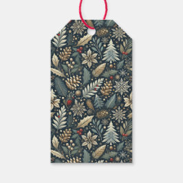 Etiqueta Para Presente Pinecone, Holly, Flocos de Neve e Feriado de Berri