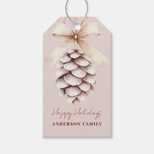 Etiqueta Para Presente Pinecone Natal Personalizado Feliz Natal