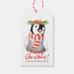 Etiqueta Para Presente Pinguim bonitinho de presentes de Natal