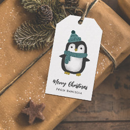 Etiqueta Para Presente Pinguim Bonito Personalizado Natal