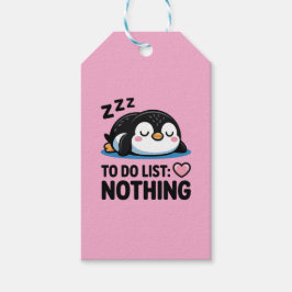 Etiqueta Para Presente pinguim dormindo fofo, lista de tarefas nada