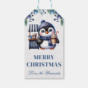 Etiqueta Para Presente Pinguim Fofo com Chocolate Quente Natal