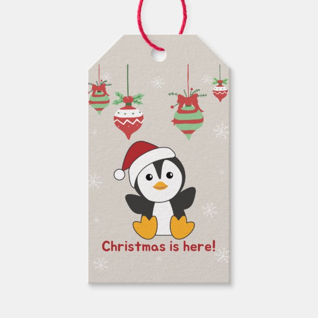 Etiqueta Para Presente Pinguim Natal Neve Pinguins Pinguins de inverno (Frente)