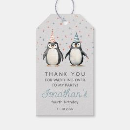 Etiqueta Para Presente Pinguins do Partido, aquarela, aniversário infanti