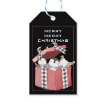 Pinguins Fofos em Caixa de Presente de Natal Verme