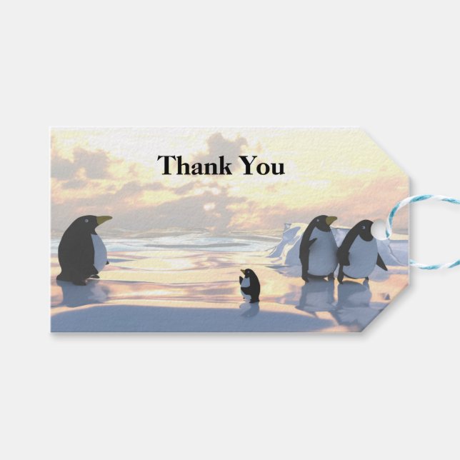 Etiqueta Para Presente pinguins relaxando em uma placa de gelo (Frente (horizontal))