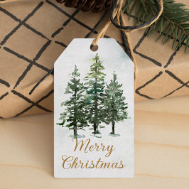 Etiqueta Para Presente Pinheiros Russos de Cores-de-Água Natal