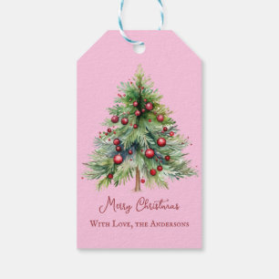 Etiqueta Para Presente Pinheiros Vermelhos Vermelhos, Minimalistas, Elega