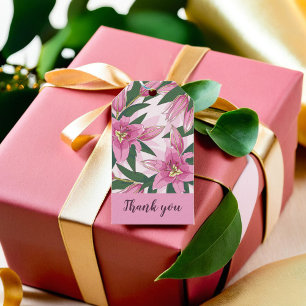 Etiqueta Para Presente Pink Blooming Lily Muito obrigado.