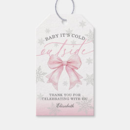 Etiqueta Para Presente Pink Bow Baby Its Cold Outside Baby Shower