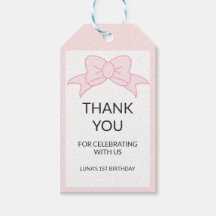 Pink Bow Girl Kids 1st Birthday 