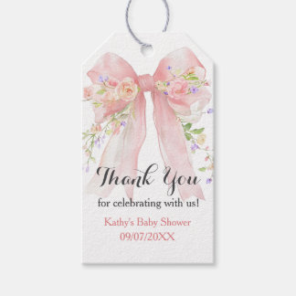 Etiqueta Para Presente Pink Bow Wildflowers Thank You