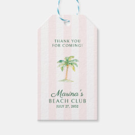 Etiqueta Para Presente Pink Cabana Stripes Palm Beach Club Thank You