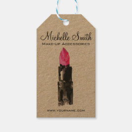 Etiqueta Para Presente Pink chic e batom preto de aquarela Maquiagem