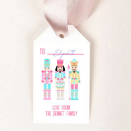 Etiqueta Para Presente Pink Christmas Nutcracker Pastel Personalized Name