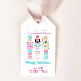 Etiqueta Para Presente Pink Christmas Nutcracker Pastel Personalized Name