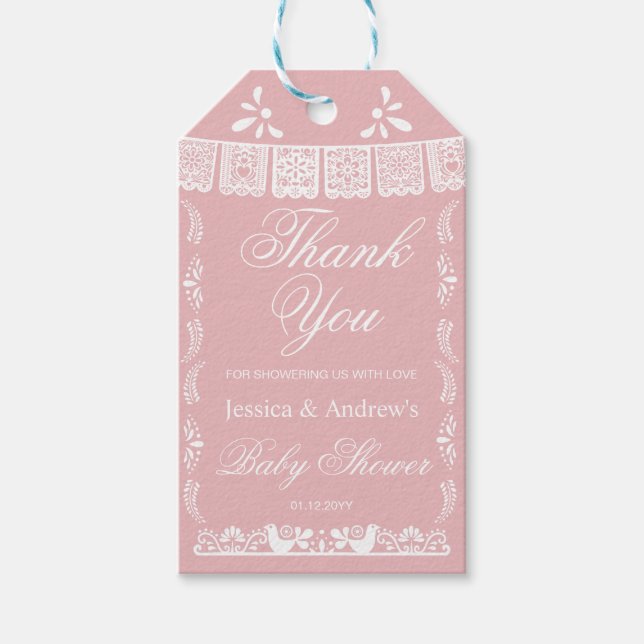 Etiqueta Para Presente Pink Cielito Lindo Mexican Baby Shower Gift (Frente)